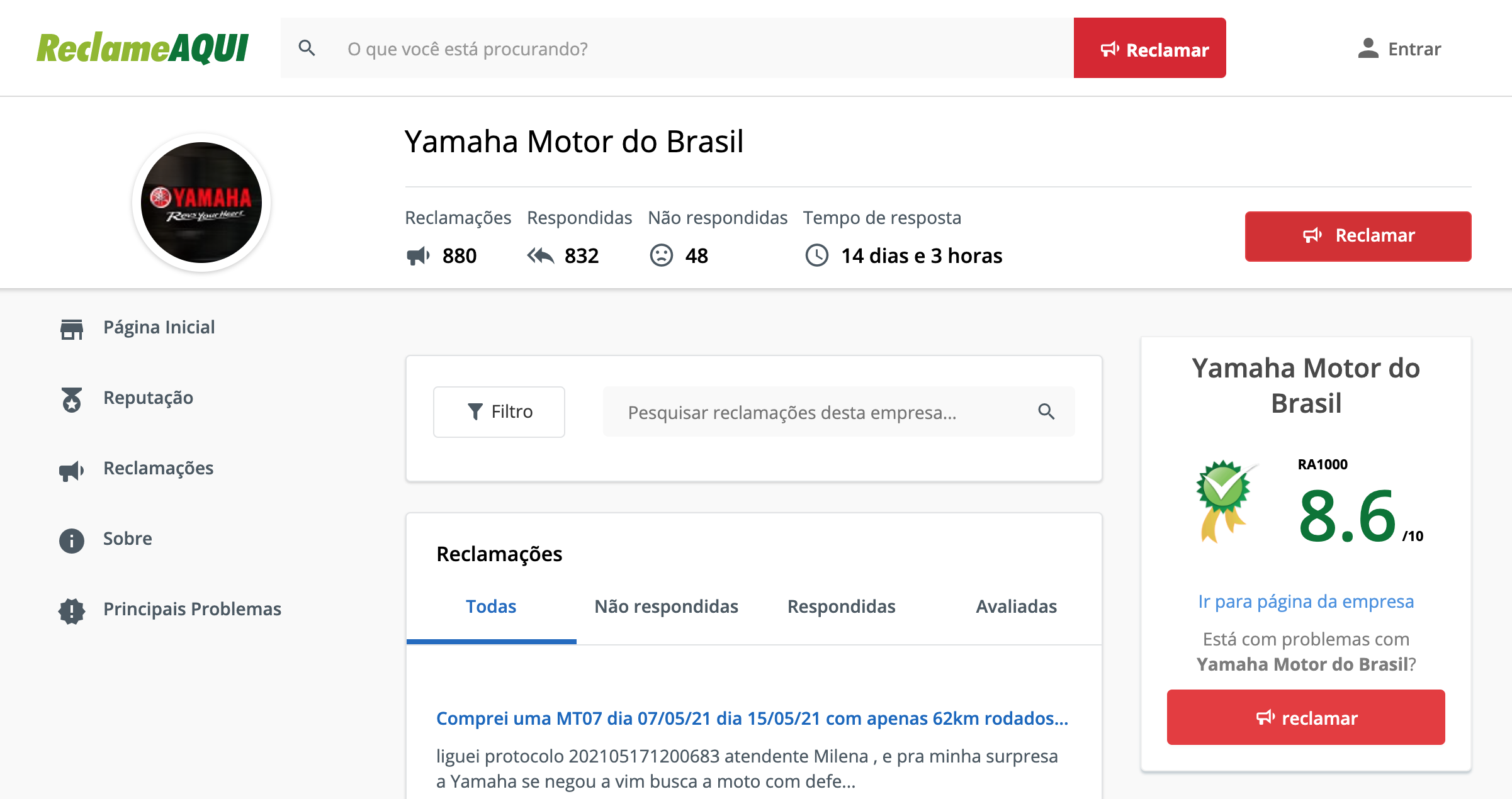 Montadoras e lojas online sem boa reputação no ReclameAQUI